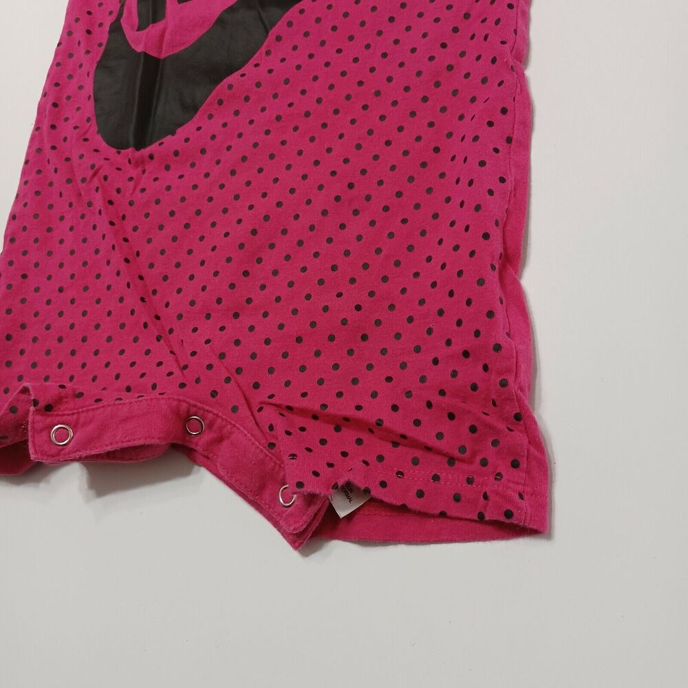 Nike Baby Girls 18M Pink Black Polka Dot Spell Out One Piece Short Outfit Logo‎ - Picture 10 of 12